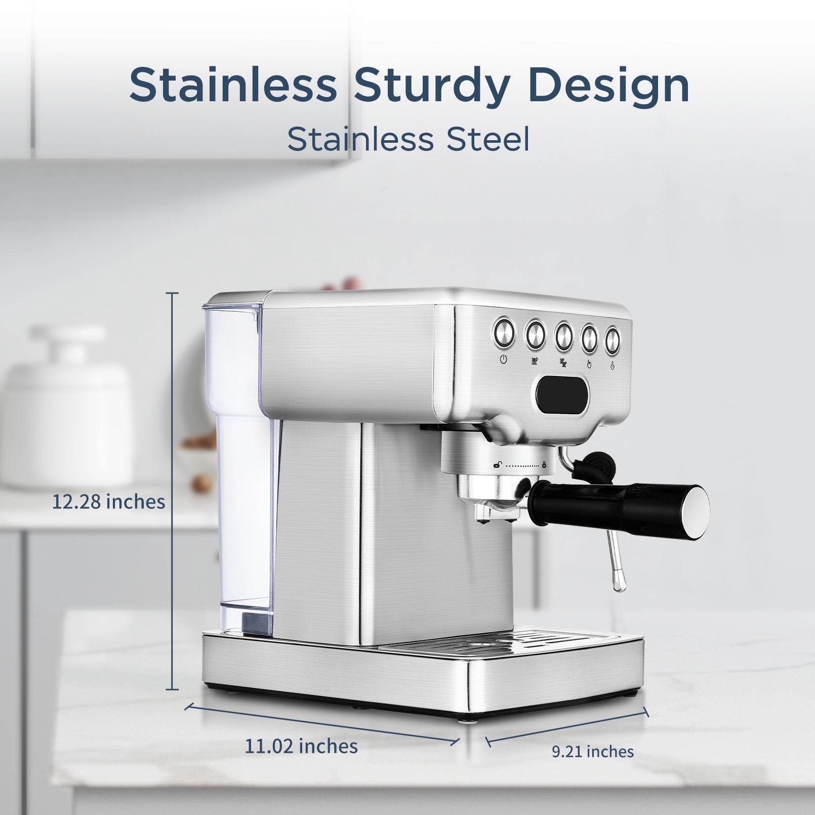 Geek Chef 20-Bar Espresso Machine with Milk Frother – Stainless Steel Home Espresso Maker for Latte, Cappuccino & Macchiato, 1.8L Water Tank - Emprize360