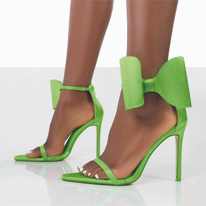 Pointed Toe Sexy Solid Color Minimalist Bowknot Buckle High Heel Sandals - Emprize360