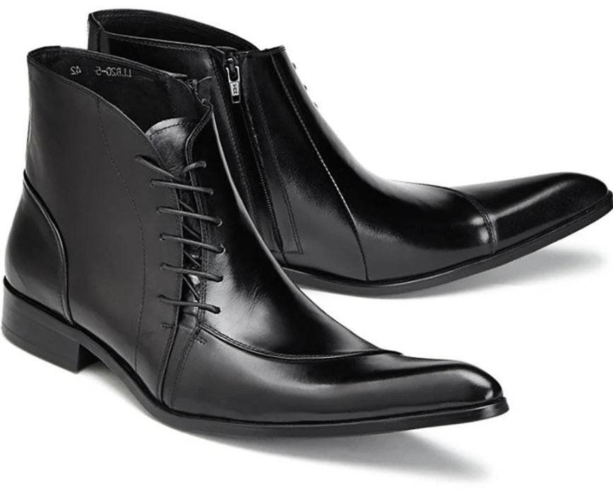 Korean Style British Leather Pointed Men's Boots Fashionable Breathable Men's Shoes - Emprize360