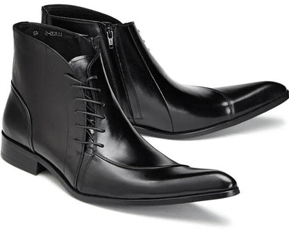 Korean Style British Leather Pointed Men's Boots Fashionable Breathable Men's Shoes - Emprize360