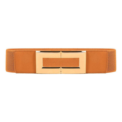 Stylish Women's Elastic Wide Belt with Metal Square Buckle – Multi-Colored Casual Accessory for Suits & Dresses" - EMPRIZE 360