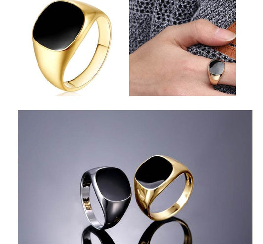 Sleek minimalist design personality domineering black drop oil men's ring classic men's ring - Emprize360