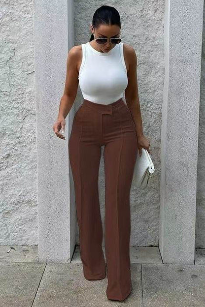 Slim Straight-leg Pants With Buckle Fashion - Emprize360