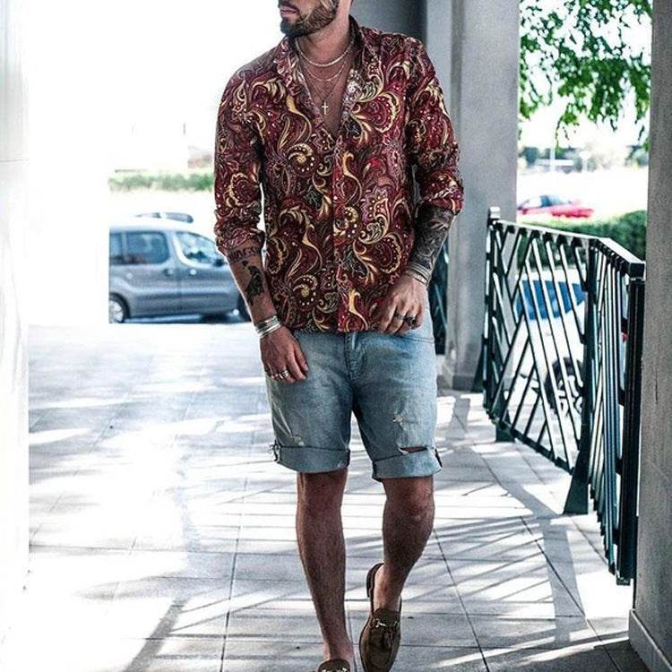 Trendy Men's Vacation Casual Top – Fashionable Pattern Print Shirt" - EMPRIZE 360