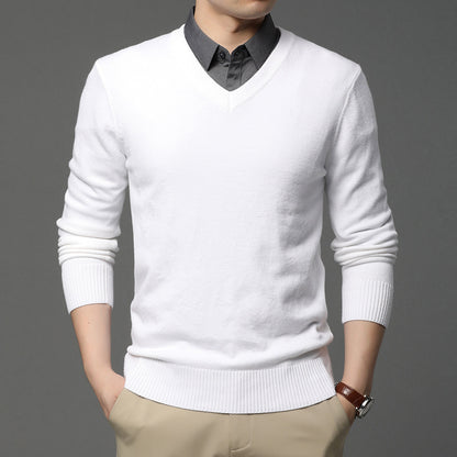 Men's V-Neck Long Sleeve Sweater Shirt
