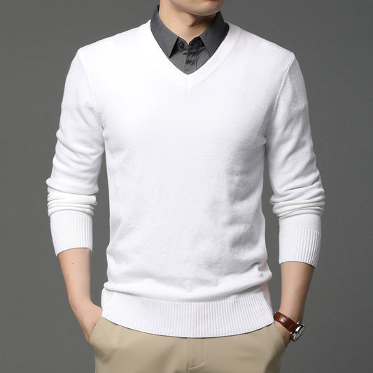 Men's V-Neck Long Sleeve Sweater Shirt