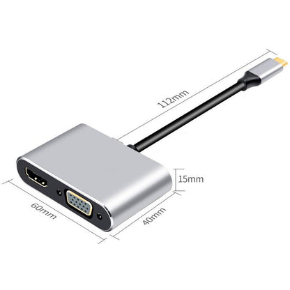 4-in-1 USB-C Hub: 4K HDMI & VGA Dual Display Docking Station with 100W PD Fast Charging for MacBook Pro/Air & Type-C Laptops