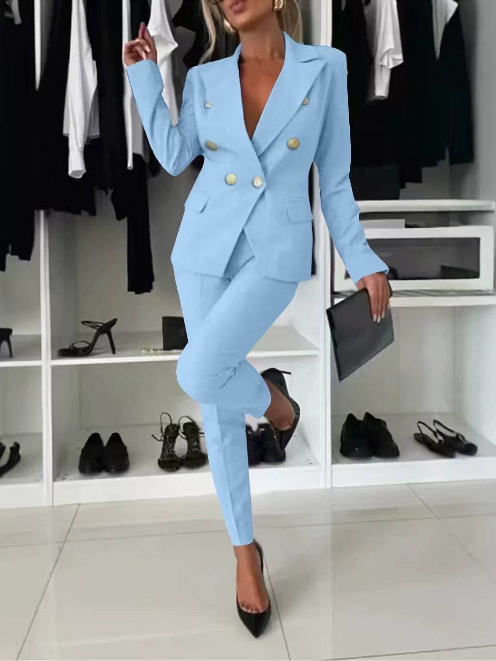 European & American Style Women's Casual Suit – Solid Color - Emprize360