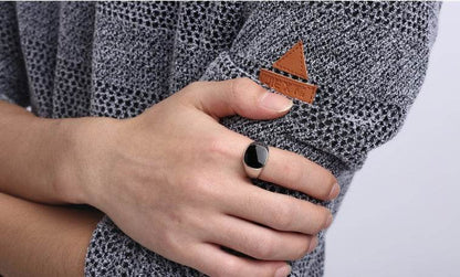 Sleek minimalist design personality domineering black drop oil men's ring classic men's ring - Emprize360