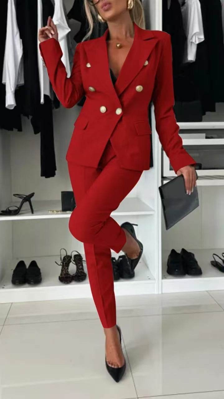 European & American Style Women's Casual Suit – Solid Color - Emprize360