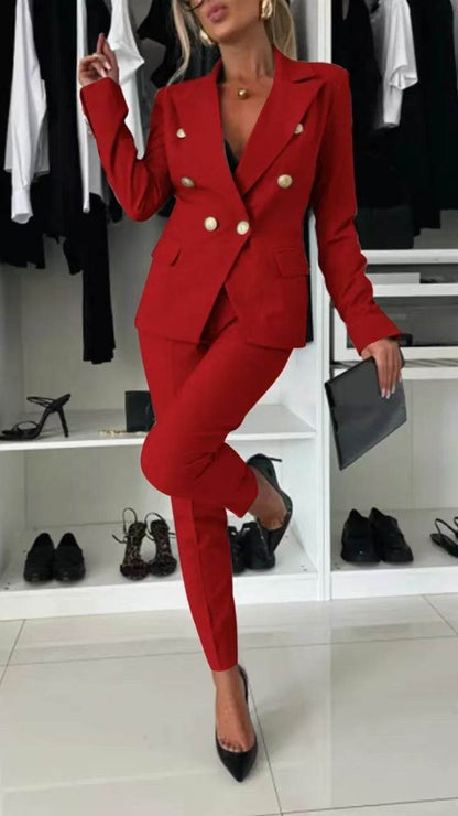 European & American Style Women's Casual Suit – Solid Color - Emprize360