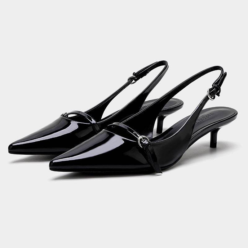 Wine Red Retro Style Pointed Toe Slingback Strap Mules Shoes - Emprize360