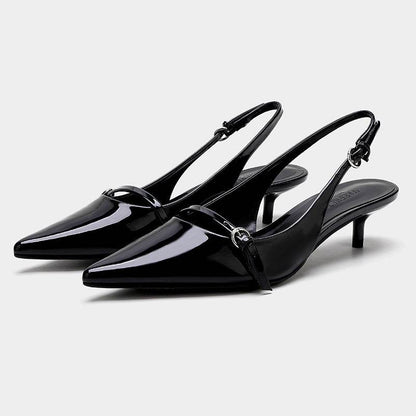Wine Red Retro Style Pointed Toe Slingback Strap Mules Shoes - Emprize360