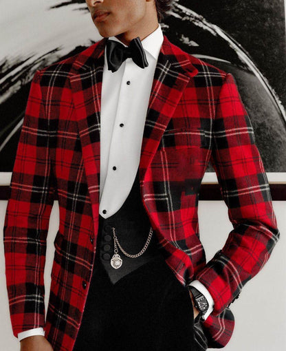 Men's Single Row Two Button Plaid Blazer - Emprize360