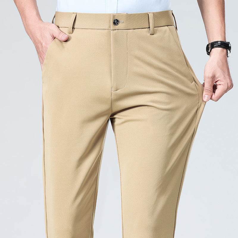 Men's High-Waist Four-Sided Elastic Ice Silk Trousers – Breathable and Comfortable - Emprize360