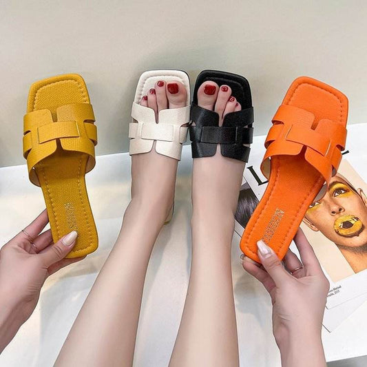 "Women's Fashion Leather Square-Toe Sandals - Stylish Outerwear Footwear" - EMPRIZE 360