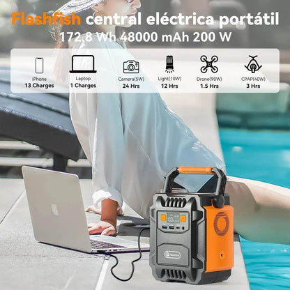 Flashfish 200W Portable Power Station 172Wh 230V Solar Generator 110V 48000mAh Power Supply Emergency Energy For Outdoor Camping - Emprize360