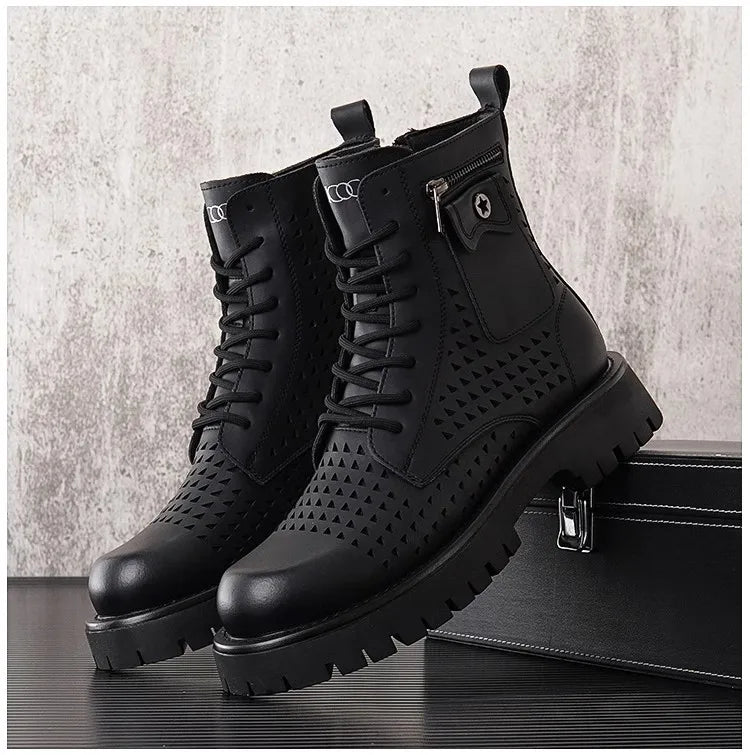 Men's High Top Outdoor Boots | Thick Sole | Breathable Mesh