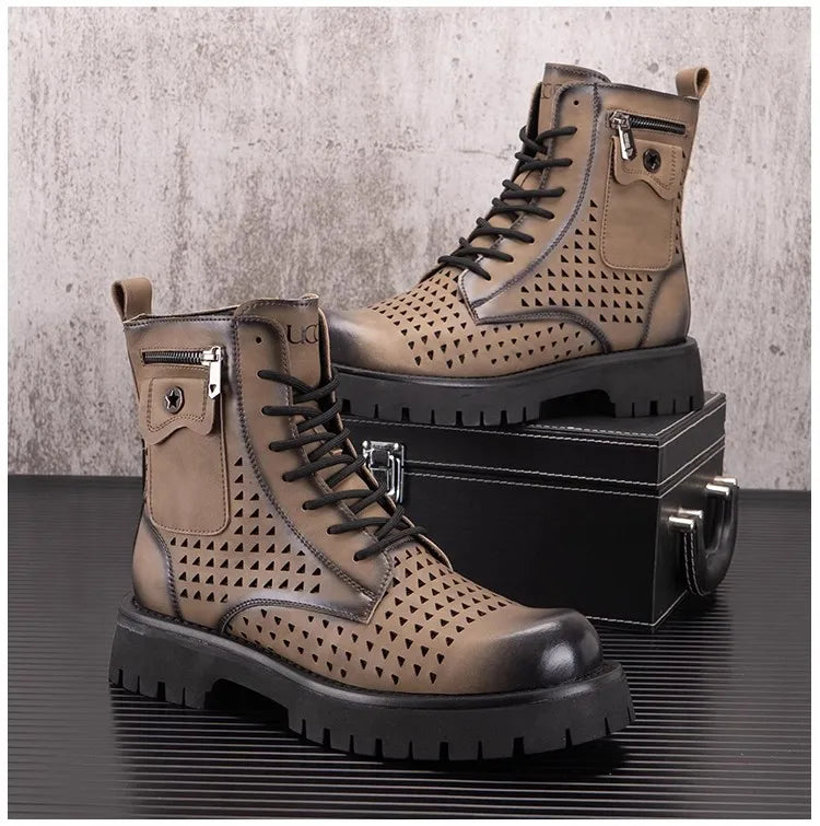 Men's High Top Outdoor Boots | Thick Sole | Breathable Mesh