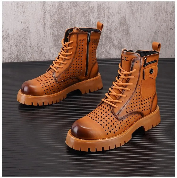Men's High Top Outdoor Boots | Thick Sole | Breathable Mesh