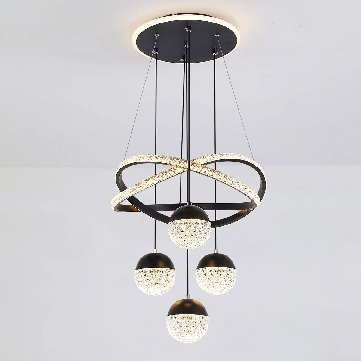 Gold LED Dimmable Chandelier | 3-Color Pendant Light
