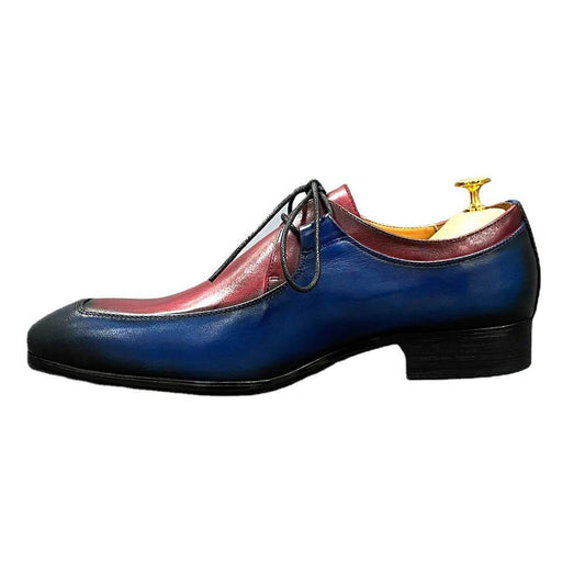 Stylish Cowhide Leather Business Casual Shoes - Multicolor Low-Top Lace-Up - Emprize360