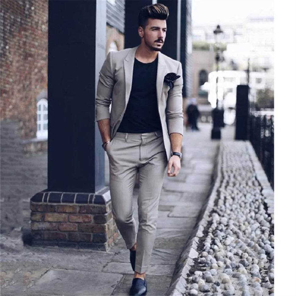 Elegant Italian Suit – 2-Piece Groom & Prom Tuxedo with Elbow Patches - Emprize360