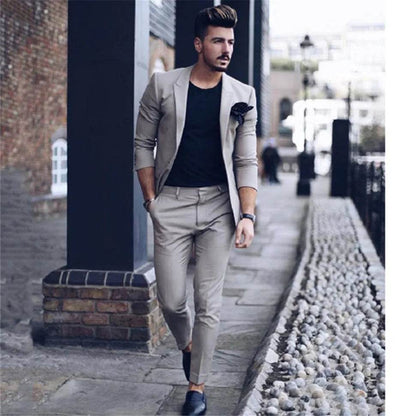 Elegant Italian Suit – 2-Piece Groom & Prom Tuxedo with Elbow Patches - Emprize360