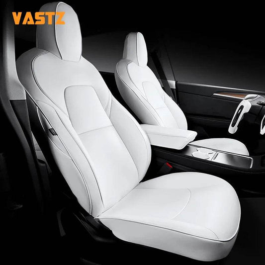 Custom Tesla Model Y Seat Covers – White, Black & Red All-Weather Protection for 2020-2023 - Emprize360