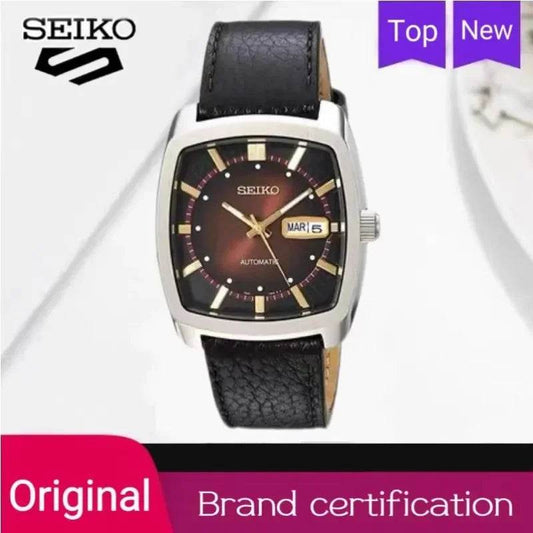 Original SEIKO SNKP27 Series Automatic Luxury Tonneau Watch with Leather Strap - Emprize360