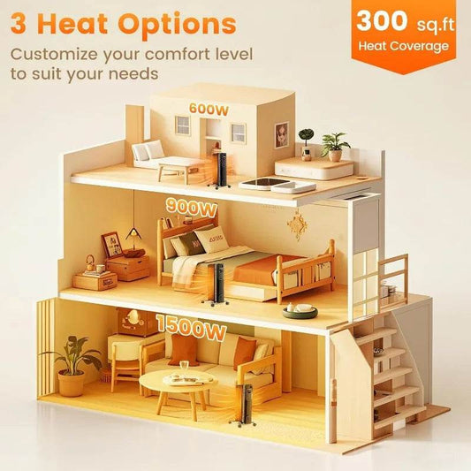 Oil Filled Radiator Heater, 1500W Electric Radiant Space Heater with Adjustable Thermostat, Overheat & Tip-Over Protection - Emprize360