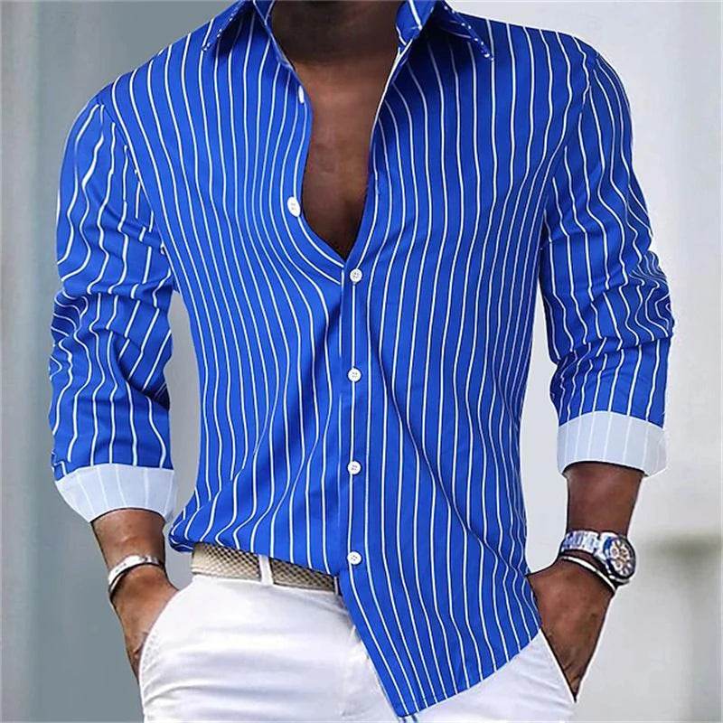 Trendy Long-Sleeve Button-Down Shirt – Casual Streetwear for a Stylish Lookirt Temperament Men's Partywear - Emprize360
