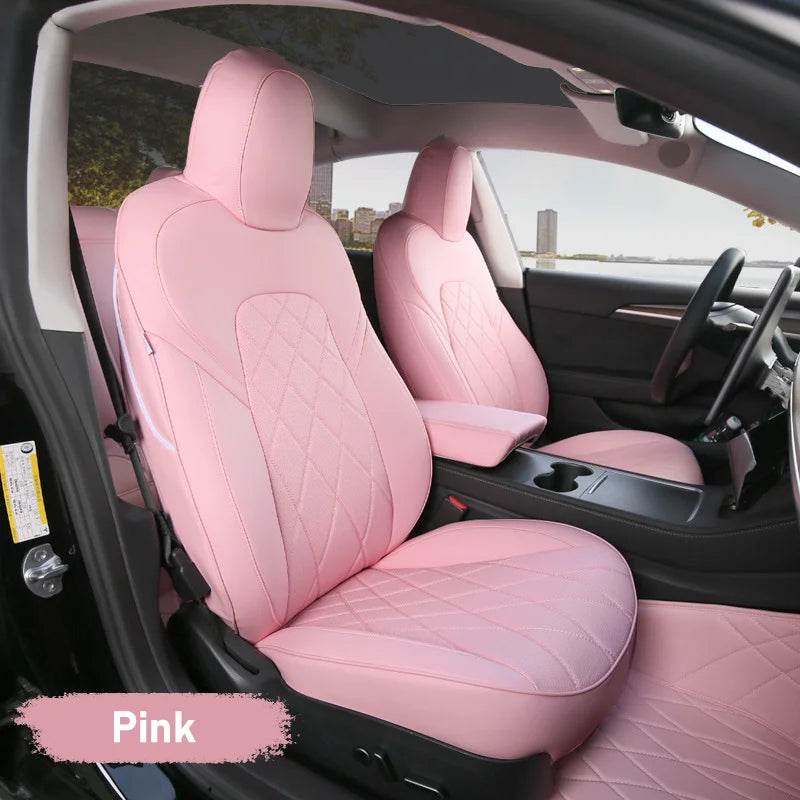 Custom Tesla Model Y Seat Covers – White, Black & Red All-Weather Protection for 2020-2023 - Emprize360