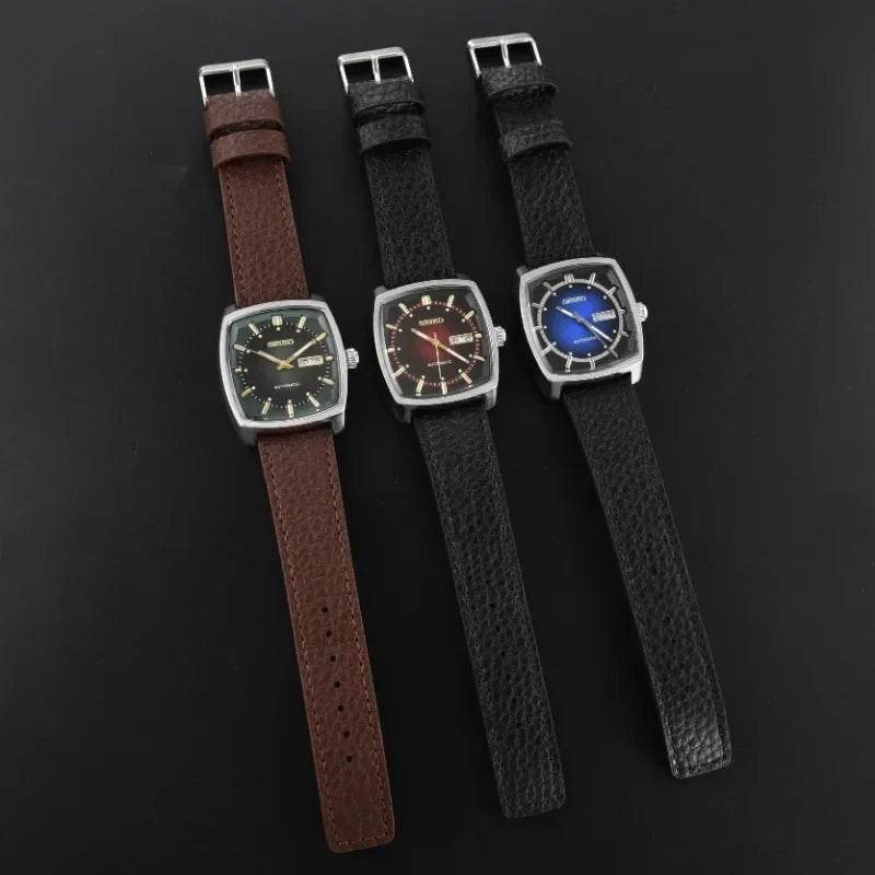 Original SEIKO SNKP27 Series Automatic Luxury Tonneau Watch with Leather Strap - Emprize360