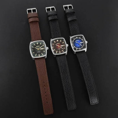 Original SEIKO SNKP27 Series Automatic Luxury Tonneau Watch with Leather Strap - Emprize360