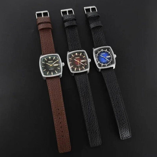 Original SEIKO SNKP27 Series Automatic Luxury Tonneau Watch with Leather Strap - Emprize360