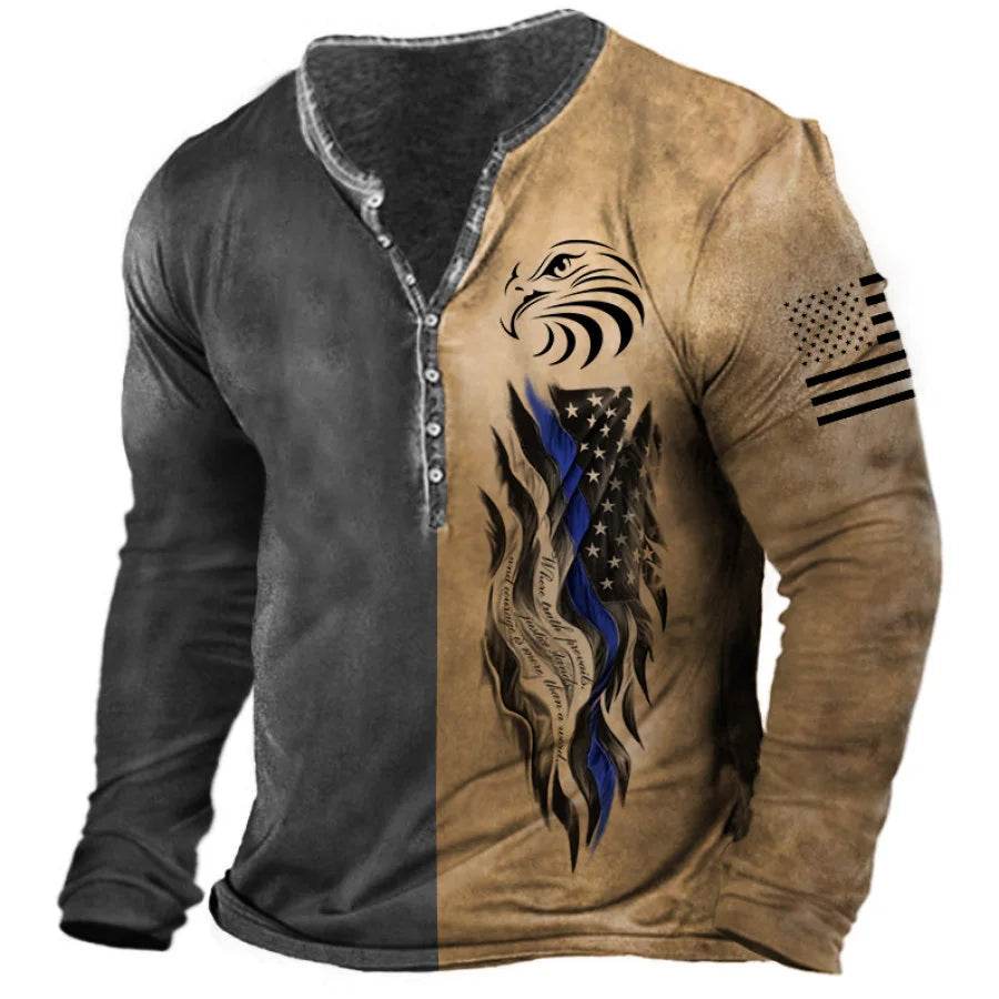 Rugged Vintage USA Oversized Long Sleeve T-Shirt for Men with Bold Graphic - Emprize360