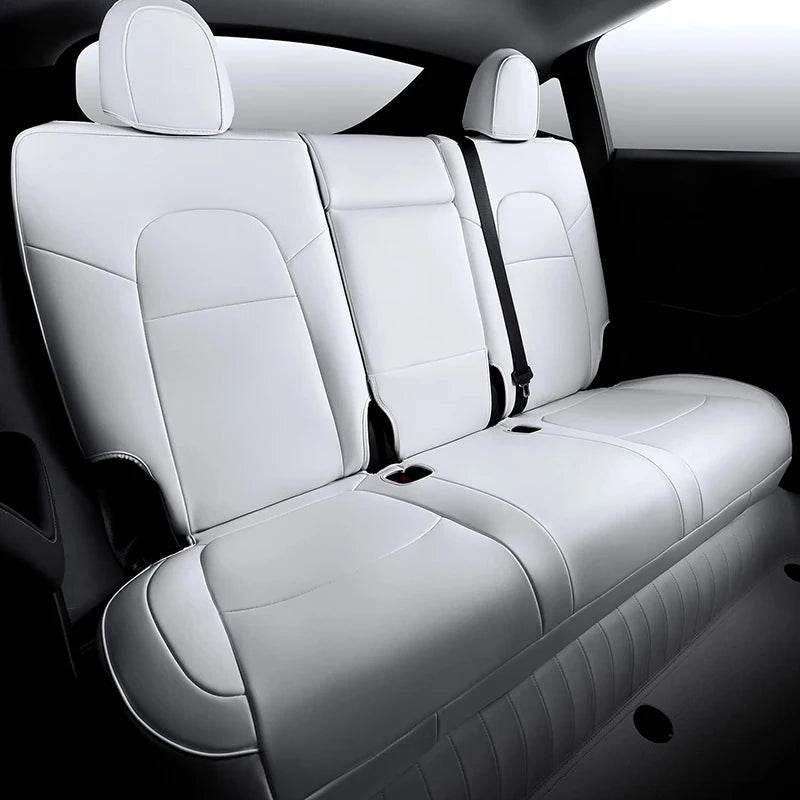 Custom Tesla Model Y Seat Covers – White, Black & Red All-Weather Protection for 2020-2023 - Emprize360