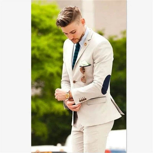 Elegant Italian Suit – 2-Piece Groom & Prom Tuxedo with Elbow Patches - Emprize360