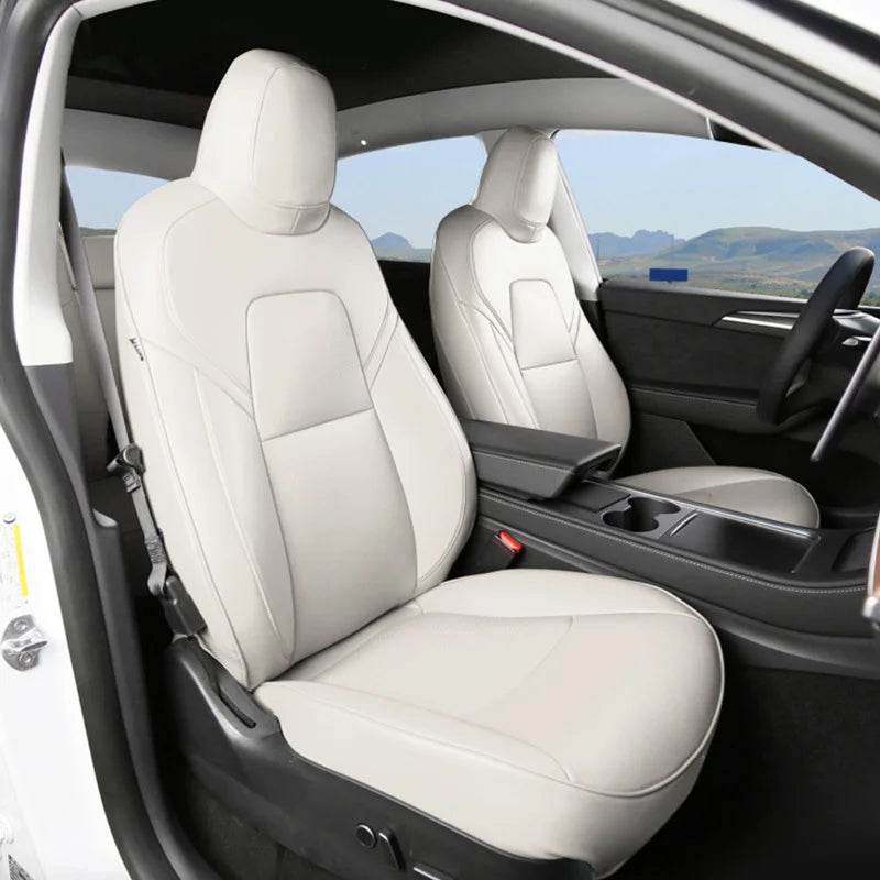 Custom Tesla Model Y Seat Covers – White, Black & Red All-Weather Protection for 2020-2023 - Emprize360