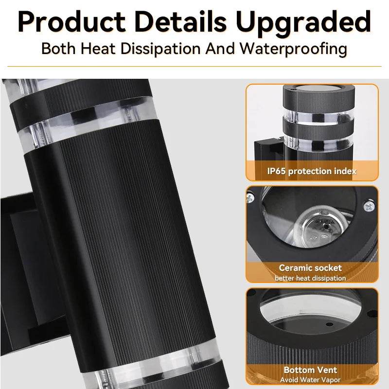 E27 Up-Down LED Outdoor Wall Sconce – IP65 Waterproof Porch & Front Door Lighting - Emprize360