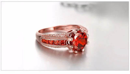 18K Yellow Gold Princess Ruby Engagement Wedding Ring for Women - Emprize360