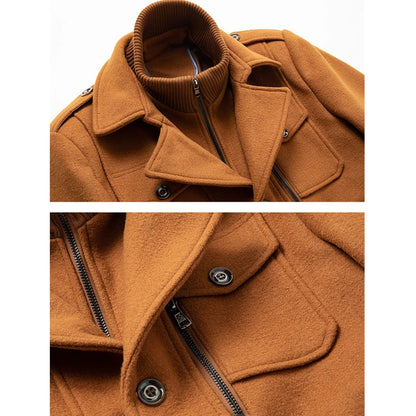Men's V-Neck Winter Tweed Coat