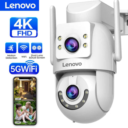 Lenovo Dual-Lens 4MP/6MP HD PTZ WiFi Camera: 5G Smart Outdoor Security with Auto-Tracking & Audio" - EMPRIZE 360