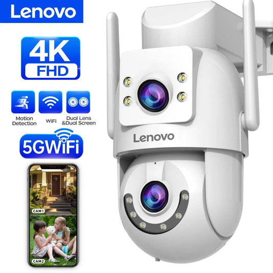 Lenovo Dual-Lens 4MP/6MP HD PTZ WiFi Camera: 5G Smart Outdoor Security with Auto-Tracking & Audio" - EMPRIZE 360