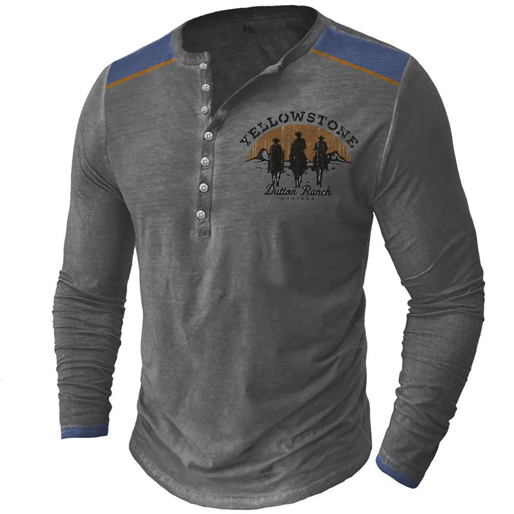 Rugged Vintage USA Oversized Long Sleeve T-Shirt for Men with Bold Graphic - Emprize360