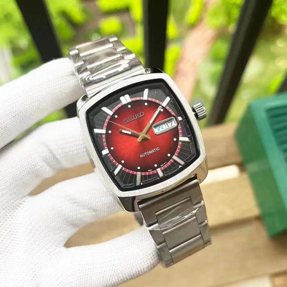 Original SEIKO SNKP27 Series Automatic Luxury Tonneau Watch with Leather Strap - Emprize360
