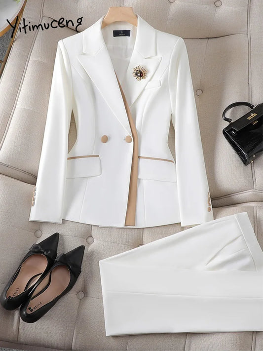 2025 New All Season Ladies Elegant Office Work Wear Blazers Pantsuits Pants Set Formal Styles Women Professional Trousers Sets
