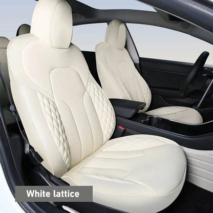 Custom Tesla Model Y Seat Covers – White, Black & Red All-Weather Protection for 2020-2023 - Emprize360