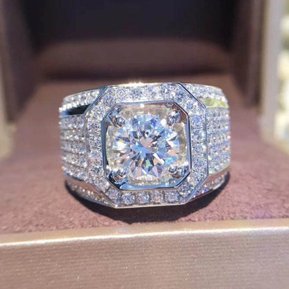 14K Gold Plated Moissanite 2ct Lab Diamond Ring for Men - Emprize360